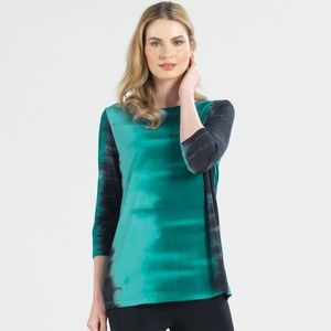 Ombre Print Scoop Neck Tunic - Green